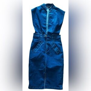 Boohoo Blue Denim Button-Front Dress